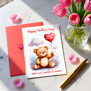 Teddy Bear Heart Mothers Day Holiday Card