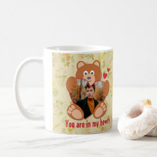 Teddy Bear Holding Heart Photo Valentine's Day Coffee Mug