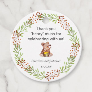 Teddy Bear Honey Bee baby shower thank you Favour Tags
