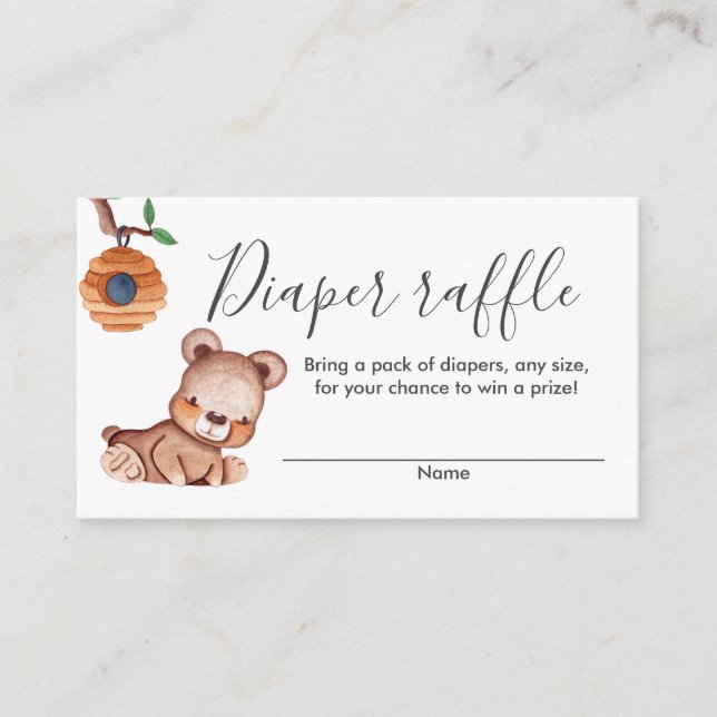 Teddy Bear HoneyBee  baby shower diaper raffle  En Enclosure Card (Front)