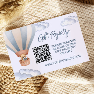 Teddy Bear Hot Air Balloon Baby Shower Gift  Enclosure Card