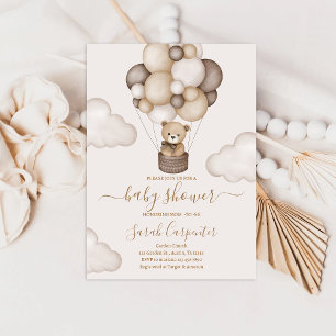 Teddy Bear Hot Air Balloon Baby Shower Invitation
