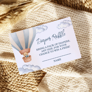 Teddy Bear Hot Air Balloon Baby Shower Raffle Enclosure Card