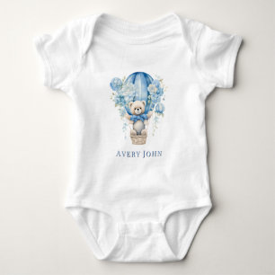 Teddy Bear Hot Air Balloon Boy Baby Shower Gift Bodysuit