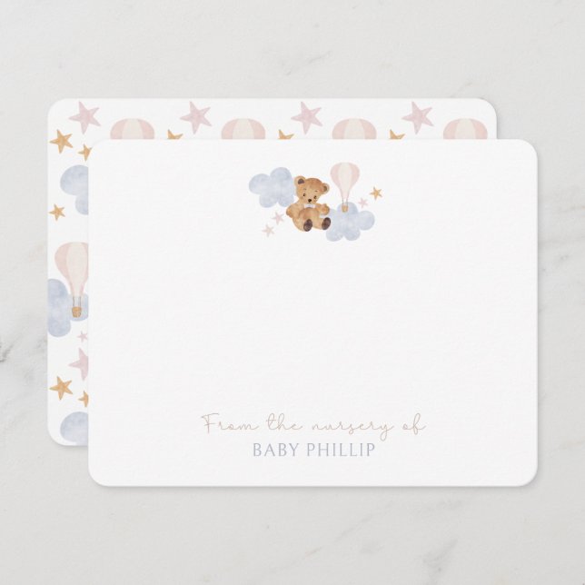 Teddy Bear & Hot Air Balloon, from the nursery of Invitation (Front/Back)