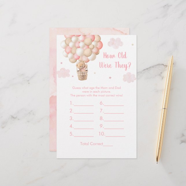 Teddy Bear Hot Air Balloon How Old Were They Game (Front/Back In Situ)