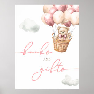 Teddy Bear Hot Air Balloon Pink Books And Gifts Poster