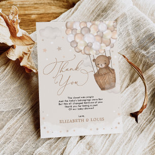Teddy Bear Hot Air Balloon Thank You Card