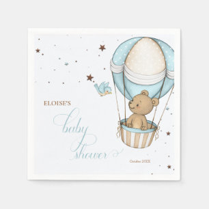 Teddy Bear Hot Balloon Bearly Wait Baby Shower Napkin