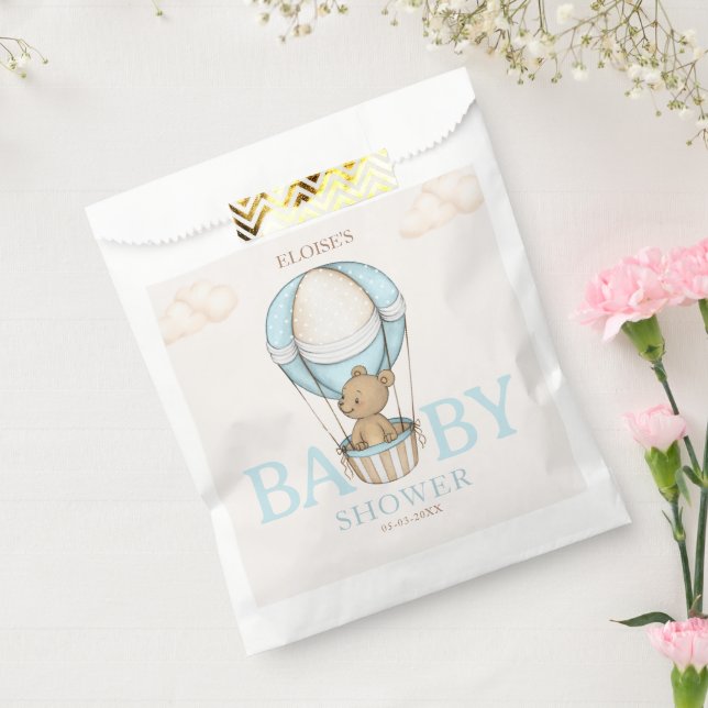 Teddy Bear Hot Balloon Bearly Wait boy Baby Shower Favour Bag (Sealed)