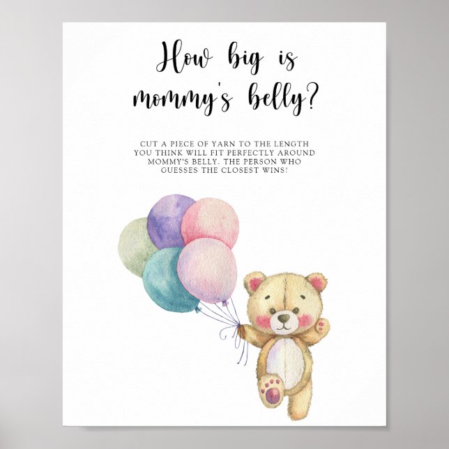 Teddy bear - how big is mummy's belly game poster (Front)