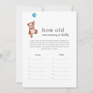 Teddy Bear How Old Was Mummy Or Daddy Game Invitation