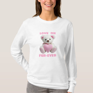 Teddy Bear Hugging Pink Heart Valentine's Day Gift T-Shirt