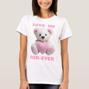 Teddy Bear Hugging Pink Heart Valentine's Day Gift T-Shirt