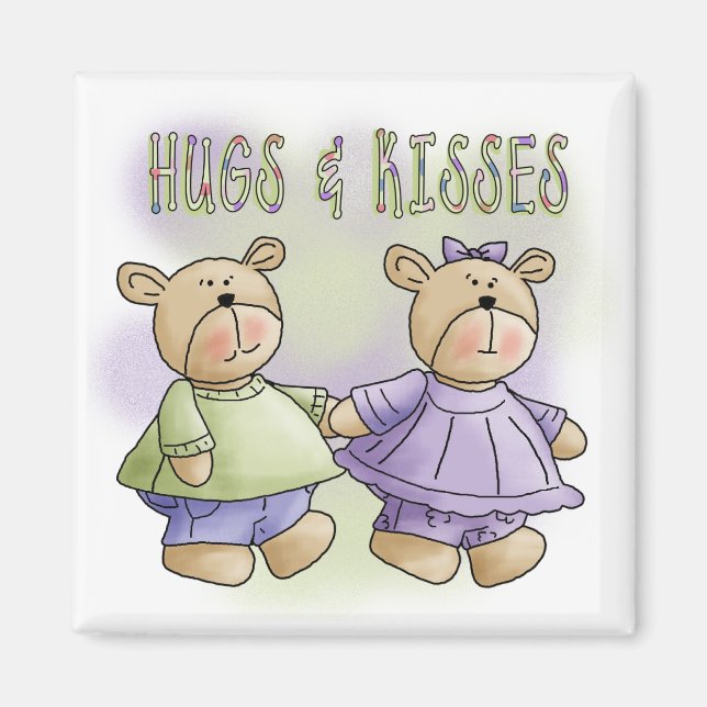 Teddy Bear Hugs and Kisses Tshirts and Gifts Magnet (Front)