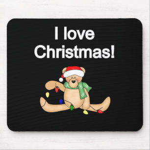 Teddy Bear I Love Christmas Tshirts and Gifts Mouse Pad