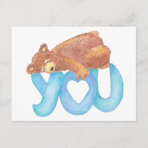 Teddy Bear I love Heart You Postcard