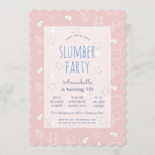 Teddy Bear Ice Cream Pink Slumber Party Birthday Invitation