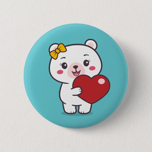 Teddy Bear Illustration 6 Cm Round Badge (Front)
