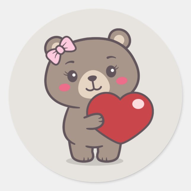 Teddy Bear Illustration Classic Round Sticker (Front)