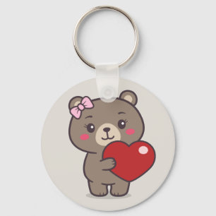 Teddy Bear Illustration Key Ring