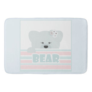 Teddy bear illustration kids childish print bath mat