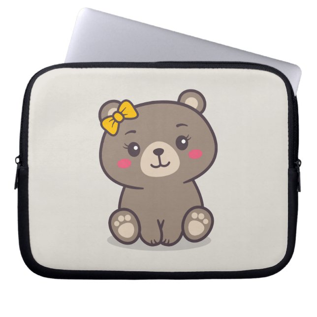 Teddy Bear Illustration Laptop Sleeve (Front)
