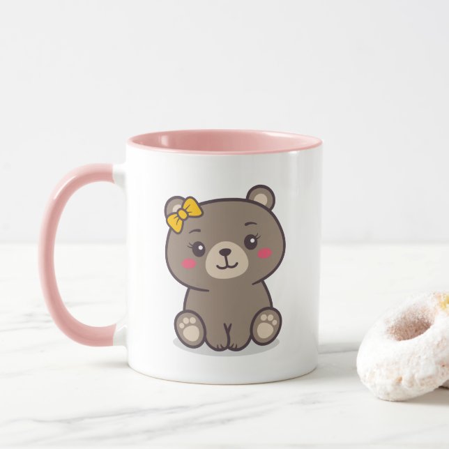 Teddy Bear Illustration Mug (With Donut)