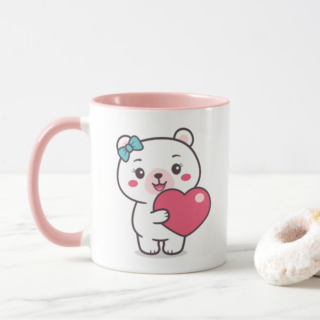 Teddy Bear Illustration Mug (With Donut)