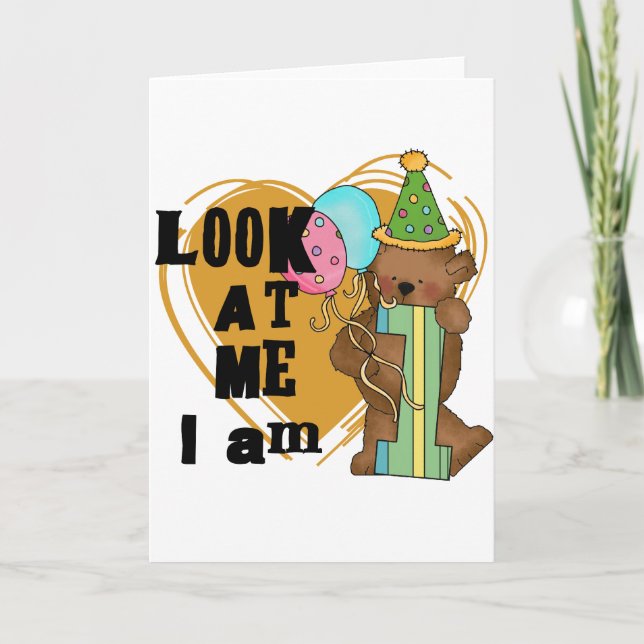 Teddy Bear I'm 1 Birthday T-shirts and Gifts Card (Front)