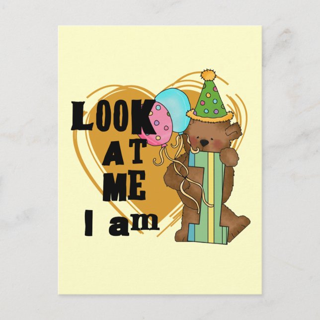 Teddy Bear I'm 1 Birthday T-shirts and Gifts Postcard (Front)