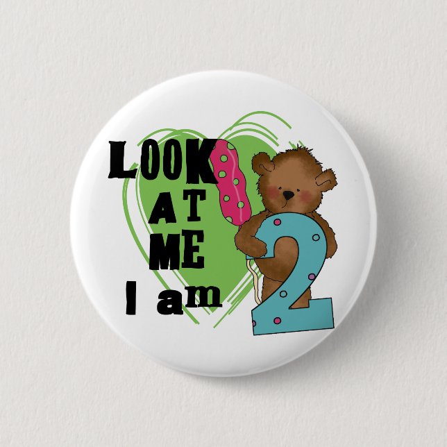 Teddy Bear I'm 2 Birthday T-shirts and Gifts 6 Cm Round Badge (Front)