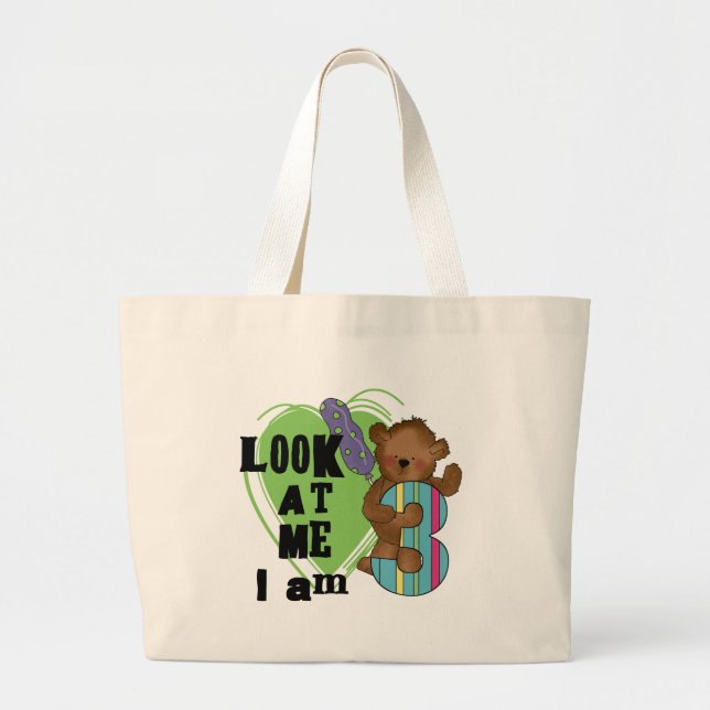 Teddy Bear I'm 3 Birthday Tshirts and Gifts Large Tote Bag (Front)