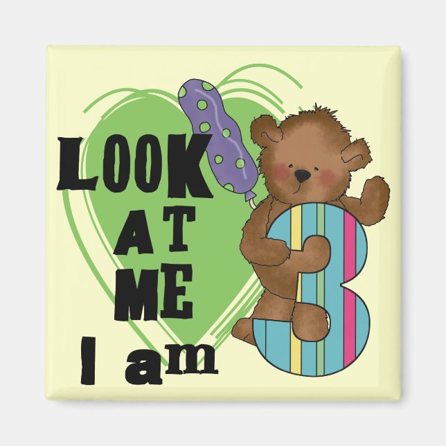 Teddy Bear I'm 3 Birthday Tshirts and Gifts Magnet (Front)