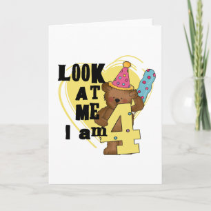 Teddy Bear I'm 4 Birthday Tshirts and Gifts Card