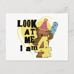 Teddy Bear I'm 4 Birthday Tshirts and Gifts Postcard