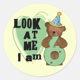 Teddy Bear I'm 6 Birthday T-shirts and Gifts Classic Round Sticker