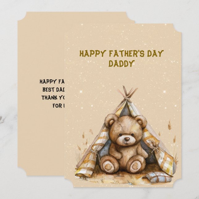 Teddy Bear In A Tent Father's Day Card (Front/Back)