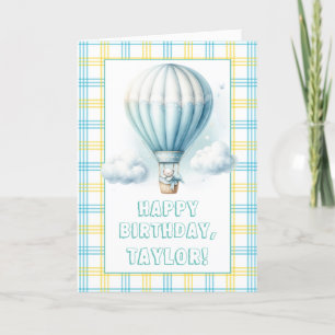 Teddy Bear in Air Balloon #29 -Happy Birthday Card