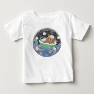 Teddy Bear in Bathtub Boat with Fluffy Monsters Baby T-Shirt