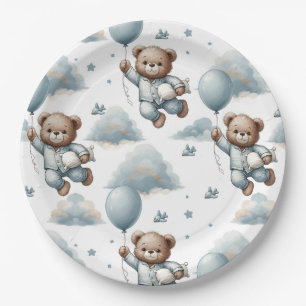 Teddy Bear in Blue Pyjamas Paper Plate