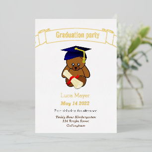 teddy bear in graduation cap Foil Invitation
