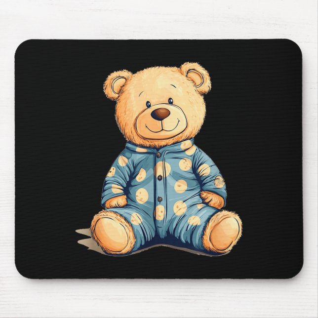 Teddy Bear In Pajama Costume For Bedtime Smiles  Mouse Pad (Front)