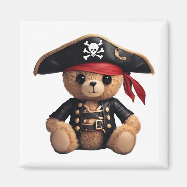Teddy bear in pirate disguise magnet (Front)
