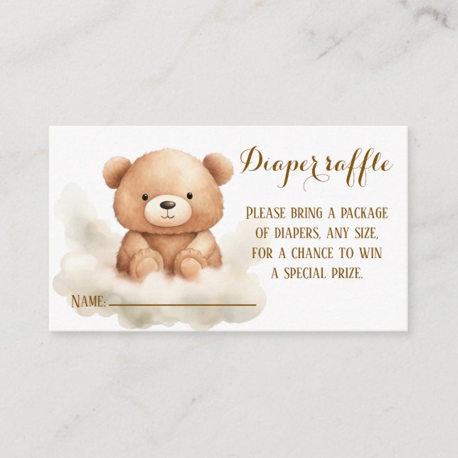 Teddy Bear in Raffle Card – Baby Shower (Front)