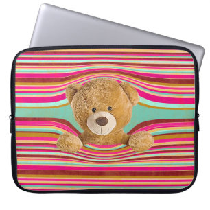 Teddy Bear In Stripes  Laptop Sleeve