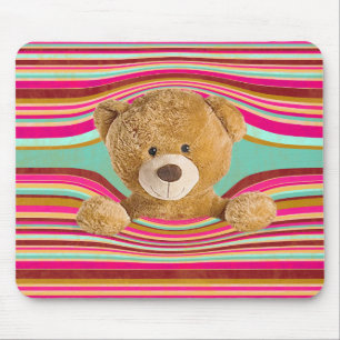 Teddy Bear In Stripes Mouse Pad