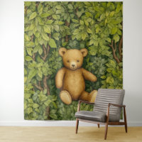 Teddy bear in the forest art nouveau style