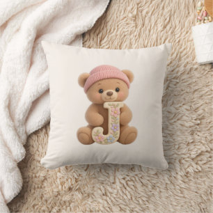 Teddy Bear Initial Nursery & Girls Room Cushion
