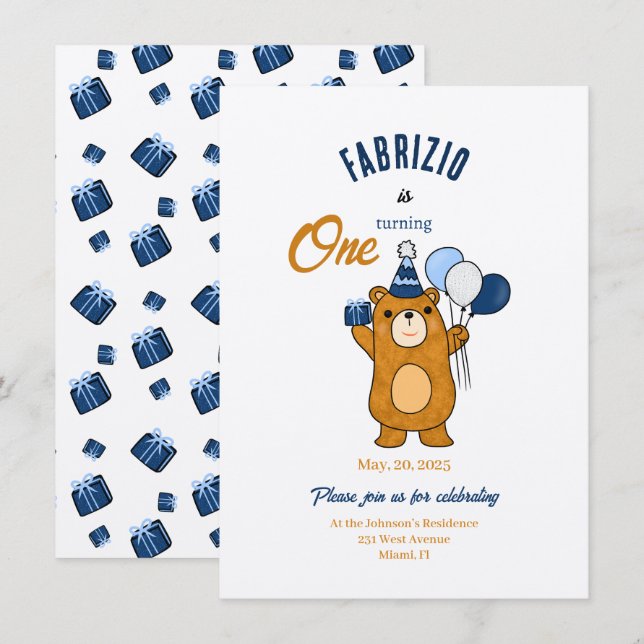 Teddy bear invitation (Front/Back)